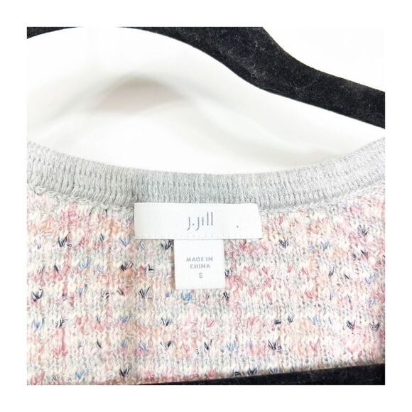 J. Jill Cotton Nylon Pink Cardigan Sweater Jacket Size S Clasp Front Textured V - Picture 10 of 10